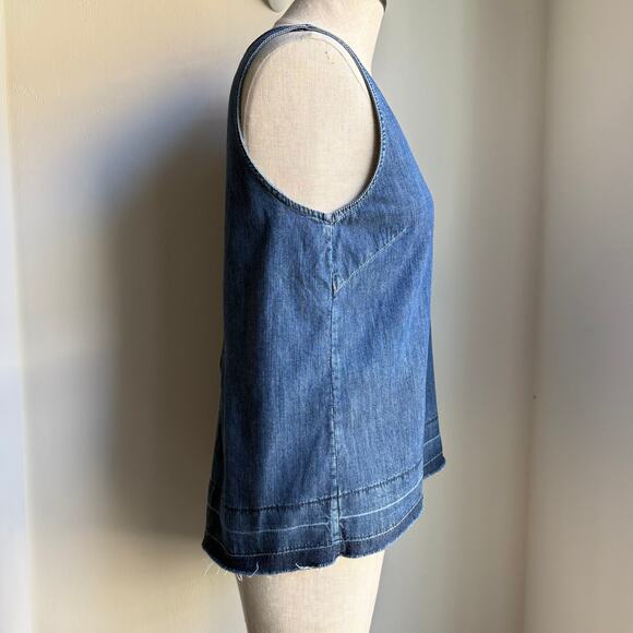 Rag & Bone/JEAN Denim Tank Top Raw Hem Made in USA XS - Picture 4 of 10